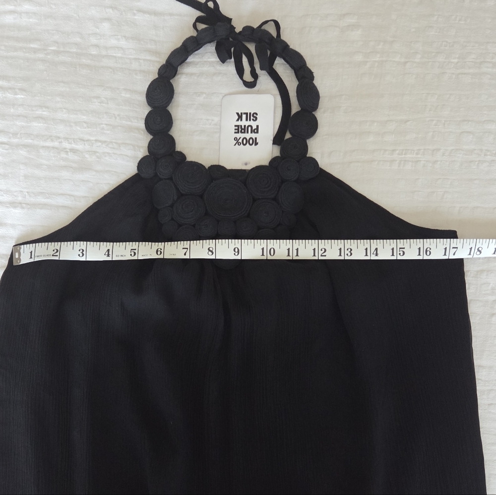 INC Women's 100% Silk Black Halter Sleeveless Top With Chifon Size 14 NWT - Picture 3 of 8